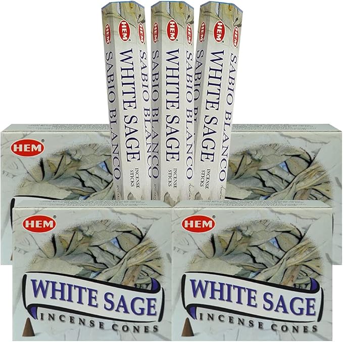 White Sage Incense Sticks and Cone Incense Holder Variety Pack Bundle insence insense insienso TRUMIRI