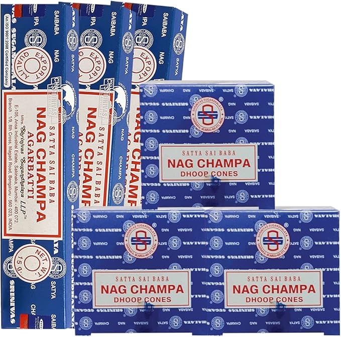 Nag Champa Incense Sticks and Nagchampa Incense Cone Variety Pack Bundle Insence-Sticks Insence Insense Insiensos