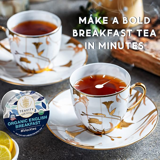 Organic English Breakfast Tea Pods for Keurig - Naturally Caffeinated Unsweetened Black Tea Pods by Teavity (36 Tea Pods) - Bloomnest