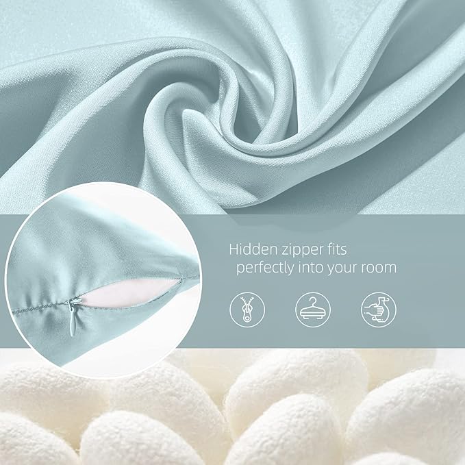 Silk Pillow Cases for Hair and Skin Mulberry Silk Pillowcase Soft Breathable Both Sided Natural Silk Pillowcase with Zipper Beauty Sleep Pillow Cases 1 Pack for Gift (Standard, Haze Blue) - Bloomnest