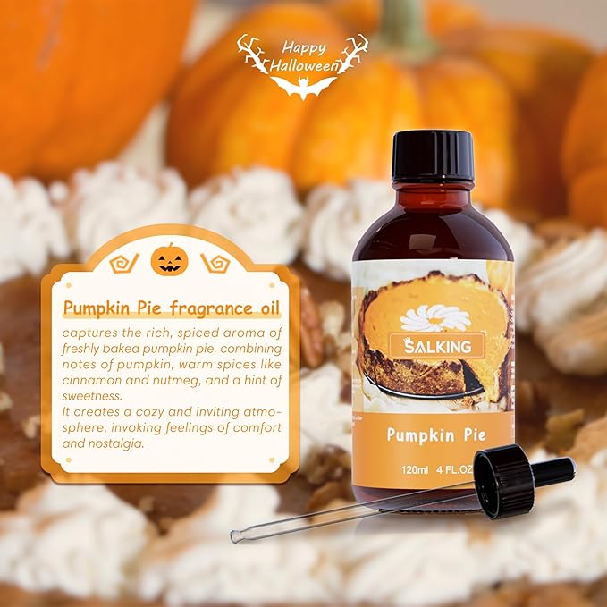SALKING Pumpkin Pie Fragrance Oil, 120ml (4 Fl Oz) Premium Essential Oils for Diffuser, Candle Scents for Candle Making, Soap Making Supplies, Autumn Scented Diffuser Oil, Halloween Thanksgiving Gift - Bloomnest