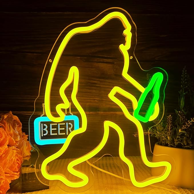 Bigfoot Neon Sign Dimmable Sasquatch Neon Sign Bigfoot neon Beer sign for Wall Decor Bigfoot Neon Light Up Sign for Bedroom Holiday Birthday Gifts for Friends Kids - Bloomnest