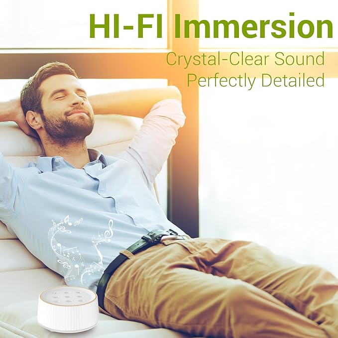 BGOVERSS Sound Machine with 26 Soothing Sounds, 10 Colors Night Light White Noise Machine for Adults Baby Kids Sleep Machines Function, Volume Levels 6 Timers for Home Office Travel - Bloomnest
