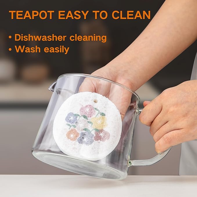 Glass Teapot 34oz/1000ml with Removable Stainless Steel Infuser Tea pot, Heatproof Borosilicate Glass Tea Make, Stovetop Safe Glass Tea Kettle for Loose and Blooming Leaf Tea - Bloomnest