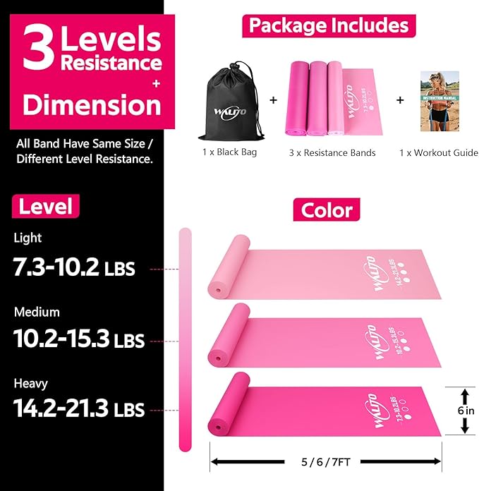 WALITO Resistance Bands for Working Out, Exercise Bands for Women and Men, Workout Bands for Physical Therapy, Stretch, Recovery, Pilates, Rehab, Strength Training and Home Gym - Bloomnest