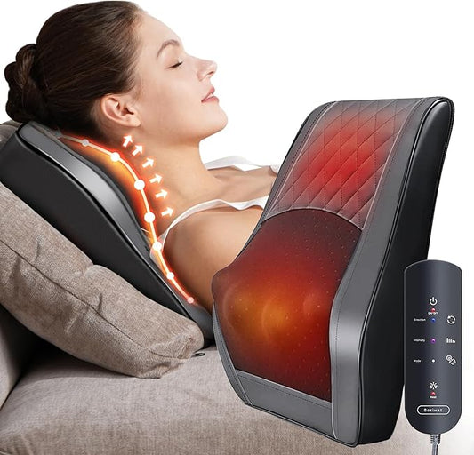 Boriwat Back and Neck Massager with Heat - 3D Kneading Massage Pillow for Neck, Shoulder, Leg Pain Relief - Gifts for Men, Women, Mom, Dad - Relax at Home, Office, Car - Dark Gray - Bloomnest