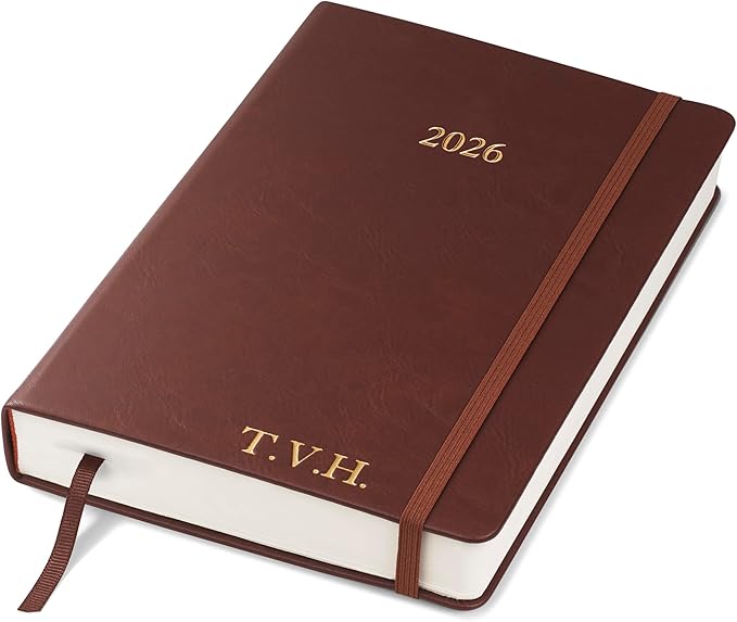 Wykeham's Executive 2026 Daily Journal Planner – US Public Holidays & Format – Customization Available (Personalized Conker, 8.5"×5.5") - Bloomnest