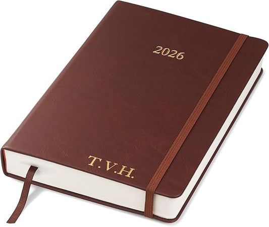 Wykeham's Executive 2026 Daily Journal Planner – US Public Holidays & Format – Customization Available (Personalized Conker, 8.5"×5.5") - Bloomnest