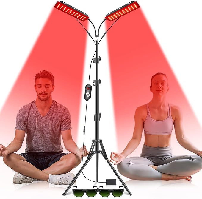 Red Light Therapy for Face Body, Astarexin Dual-Headed Infrared Light Therapy Lamp with Stand - 660nm Redlight and 850nm Near Infrared Light Therapy Device for Fully Body Pain Relief Astarexin