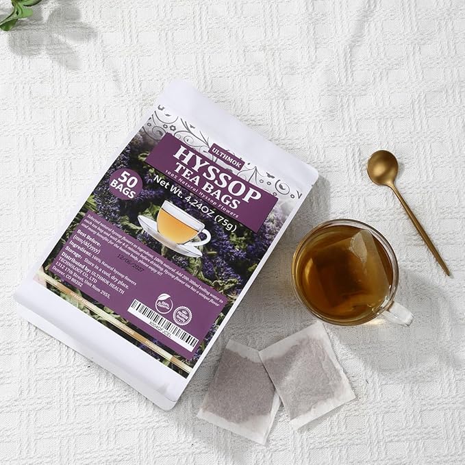 Premium 50 Hyssop Tea Bags, Made with Natural Hyssop Flowers, Support Digestion & Promote Relaxation, No Artificial Flavors & Caffeine Free. - Bloomnest