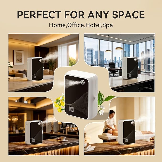 Waterless Essential Oil Diffuser-500ml Large Capacity,Smart App Control,Timer Function,Low Noise for Large Room up to 2000 sq.ft,for Home,Office,Hotel,Black-White Combo - Bloomnest