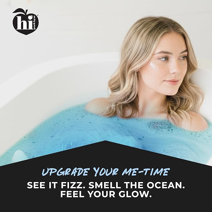 Hi Peach Layne Ocean Air Bath Bombs 12-Pack (3.5 oz Each) – Vegan, Clean Beauty Spa Gifts for Women & Kids, Fun Fizzing Bath Bombs for Girls - Bloomnest