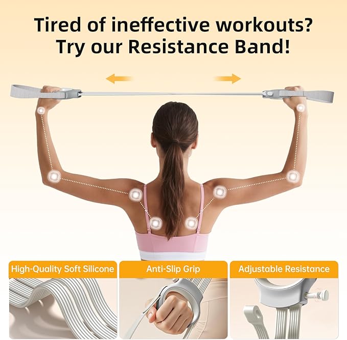 Figure 8 Fitness Resistance Bands with Handles, 20-60lb Adjustable Elastic Excercise Band, Non-Slip Fabric Silicone Bands for Strength Stretch Flexibility Training Arms Back Shoulder Chest Legs - Bloomnest