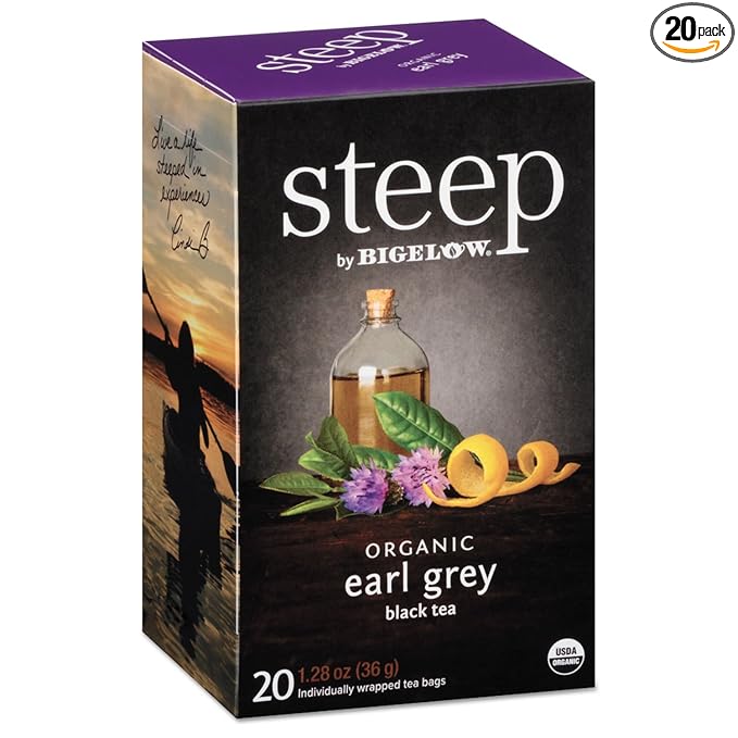 Bigelow 17700 steep Tea, Earl Grey, 1.28 oz Tea Bag, 20/Box - Bloomnest