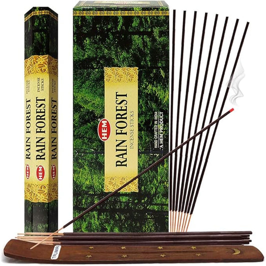 Rain Forest Incense Sticks and Incense Stick Holder Bundle Insence Insense Hem Incense Sticks