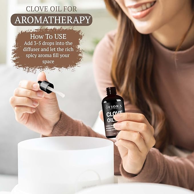 Organic Clove Essential Oil – 100% Pure, USDA Certified Clove Bud Oil for Teeth & Gums, Toothache Relief, Hair Growth & Aromatherapy – Premium Cloves Oil for DIY Wellness by Fiora Naturals - Bloomnest