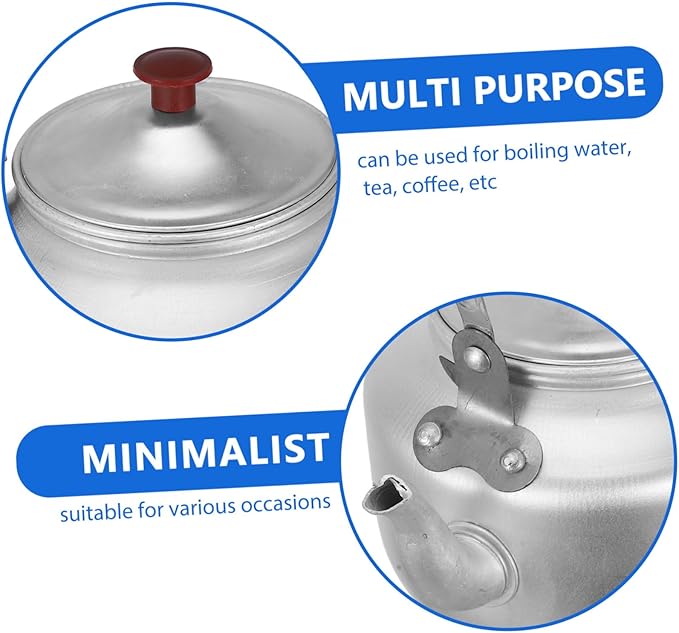 Aluminum Tea Kettle with Handle and Strainer Small Teapot for Home and Outdoor Use Polished Finish Safe Lightweight Cooking Pot for Boiling Water and Brewing Loose Leaf Tea - Bloomnest