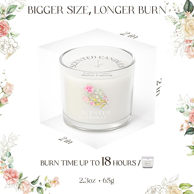 Scented Candle Gifts for Women, Candles Gift Set for Her, 3 Scented Candles for Mom, Teacher, Birthday Gifts for Women/Men (White, 7 oz) - Bloomnest