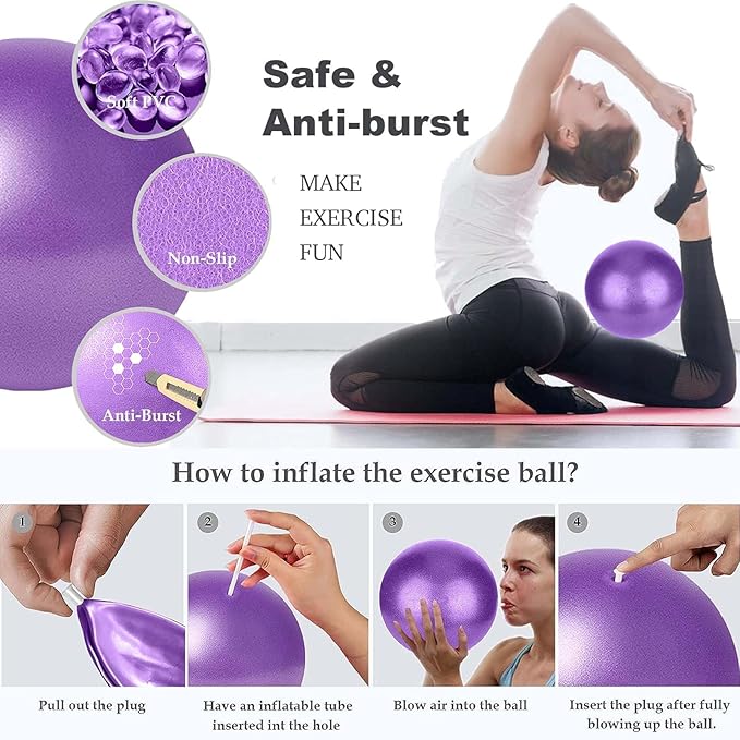 Foldable Yoga Mat Set for Women Including Thin Non Slip Yoga Mat with Bag,Yoga Blocks 2 Pack with Strap, Knee Pads,Pilates Ball,Pilates & Yoga Kit for Beginners For Home Workouts, Outdoor, Travel - Bloomnest