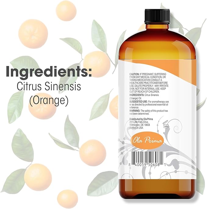 Ola Prima Oils - Orange Essential Oil (16oz Bulk) Therapeutic Grade for Aromatherapy, Diffuser, Relaxation, Calming - Bloomnest