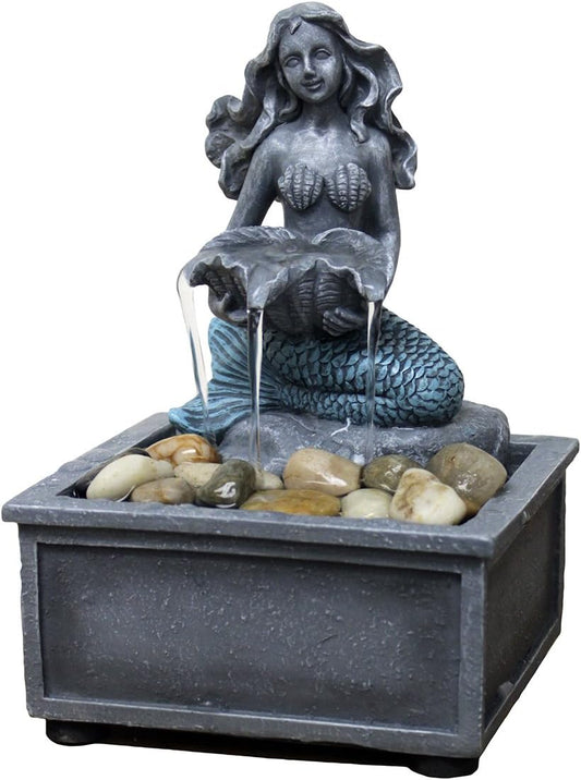 Nature's Mark 7" High Mermaid Table-top Fountain with Adapter