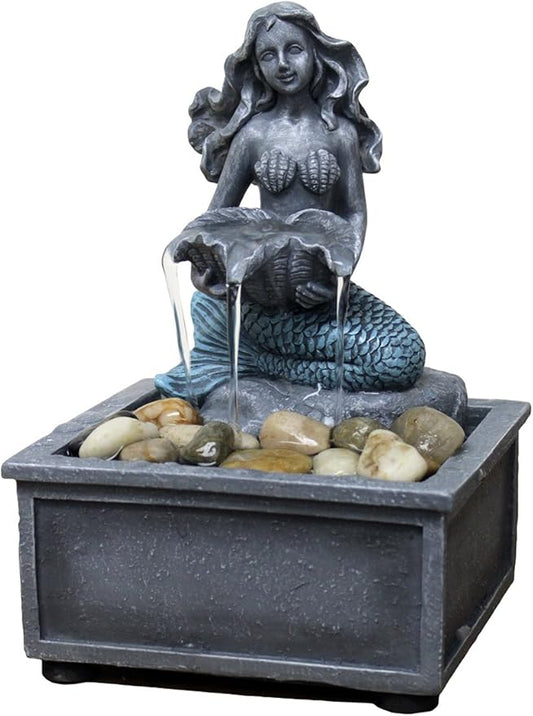 Nature's Mark 7" High Mermaid Table-top Fountain with Adapter - Bloomnest