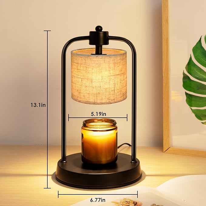 Candle Warmer Lamp Electric with Timer: Wax Melts Warmer - Dimmable Candle Wax Warmer Electric Candle Warmer with Replacement Bulbs, Bedroom Home Decor Compatible with Various Candles-Linen - Bloomnest