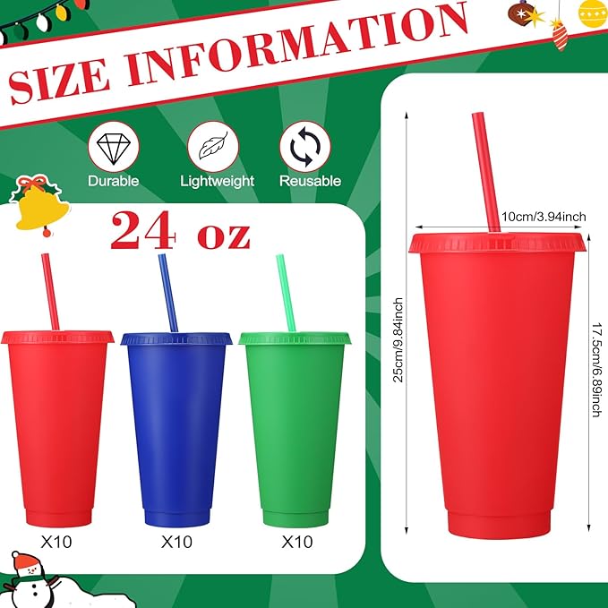 Honeydak 30 Pack Tumbler with Straw and Lid Bulk Water Bottle Iced Coffee Travel Mug Cup Reusable Plastic Cups for Party Birthdays 24-27 oz (Mixed Color) - Bloomnest