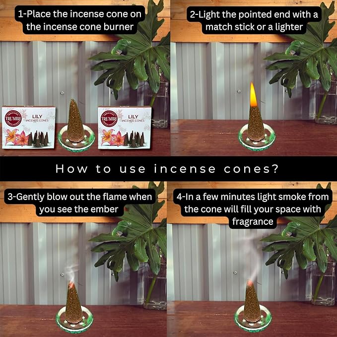 Lily Incense Cones - Dual Pack of 10 - Scented Cone Incense TRUMIRI