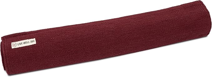 Live Well 360 Handmade Organic Cotton Yoga Mat - Non-Toxic, Chemical-free and All Natural Cloth Yoga Mat - Exercise, Workout, & Fitness Rug - Woven Material - Absorbent & Washable - 78" x 27" - Bloomnest