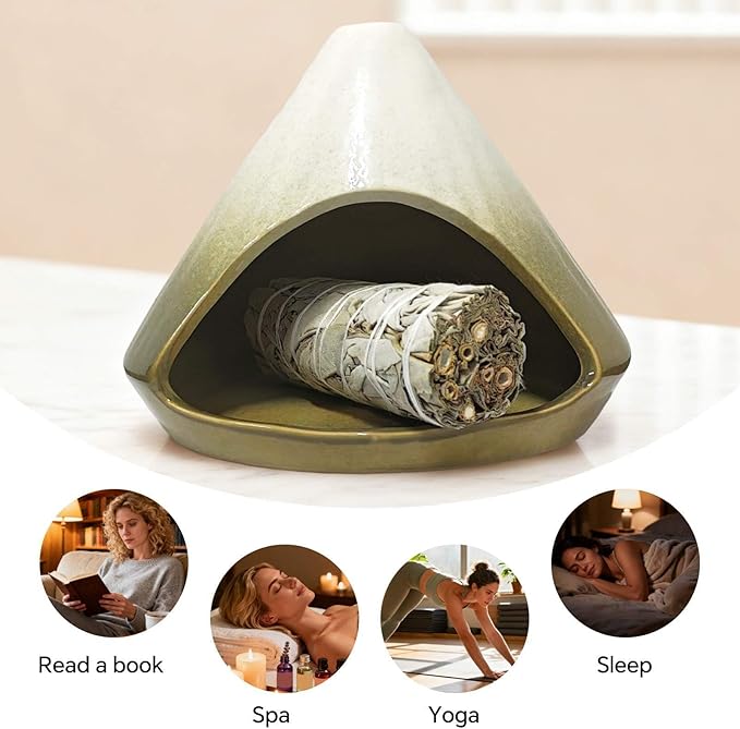 Palo Santo Holder Incense Burner, Ceramic Incense Holder with Ash Catcher, Mini Palo Santo Burner, Unique Aromatic Meditation Gifts for Women, Sage Holder for Burning, Palo Santo Sticks Home Decor Bloomnest