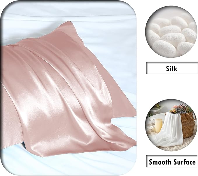 Mulberry Silk Pillowcase for Hair and Skin Pillow Case with Hidden Zipper Soft Breathable Smooth Cooling Silk Pillow Covers for Sleeping (Coral, King,1Pcs) - Bloomnest