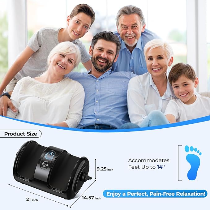 Foot Massager Machine with Heat - Shiatsu Deep Kneading for Foot Relaxation, 3 Speed & 4 Modes, Versatile Control Methods, Gift for Men Women - Bloomnest