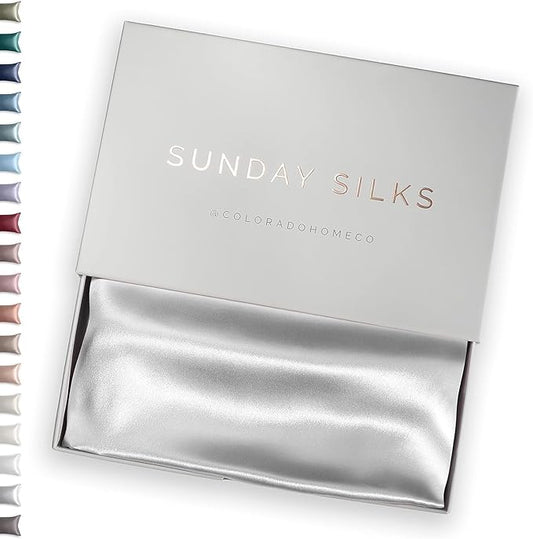 SUNDAYSILKS™ 100% Mulberry Silk Pillowcase, Silk Pillow Cases for Hair & Skin, Superior to Satin Pillowcase, with Zipper, Standard, Queen, King Sizes, Anti-Wrinkle, Cooling, Non-Slip Silk Pillowcases - Bloomnest