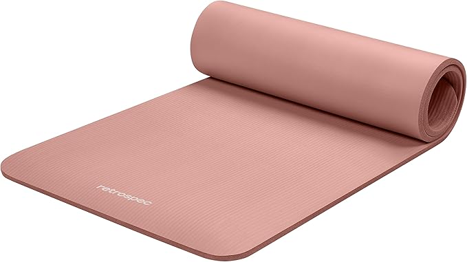 Retrospec Solana Yoga Mat 1/2" Thick w/Nylon Strap for Men & Women - Non Slip Exercise Mat for Yoga, Pilates, Stretching, Floor & Fitness Workouts - Bloomnest