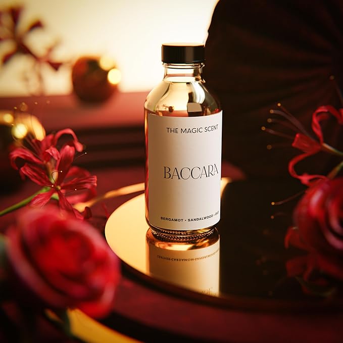 The Magic Scent Baccara Diffuser Oil - Hotel & Home Luxury Scents Inspired by Baccarat Rouge - Diffuser Oil Scents for Home Designed for Use in All Diffusers - 4 fl oz, 120 mL - Bloomnest