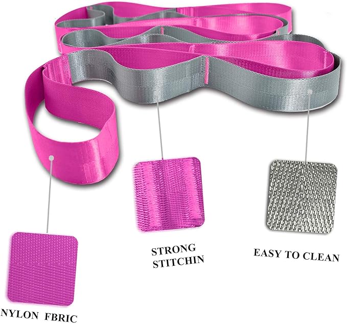 SANKUU Yoga Straps Stretching Strap with 12 Loops Workout Poster, Straps for Stretching Physical Therapy Equipment Long Stretch Out Bands for Exercise, Pilates and Gymnastics for Women Men - Bloomnest
