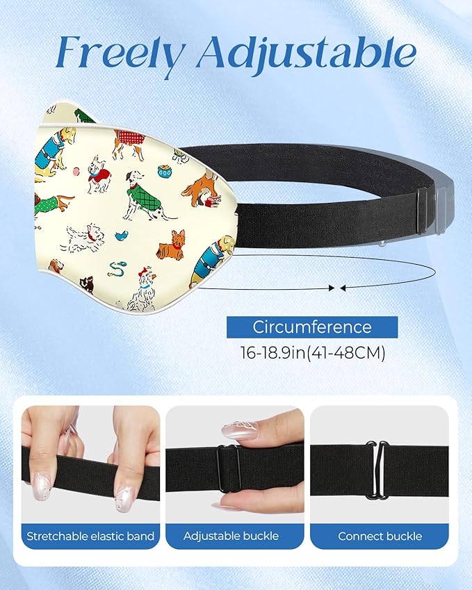 Sleep Mask for Kids - Silk Eye Mask for Sleeping Cute Cartoon Kids Sleep Mask for Boys Girls Teens Soft Smooth Adjustable Straps Silk Kids Eye Cover, Cartoon Puppy - Bloomnest