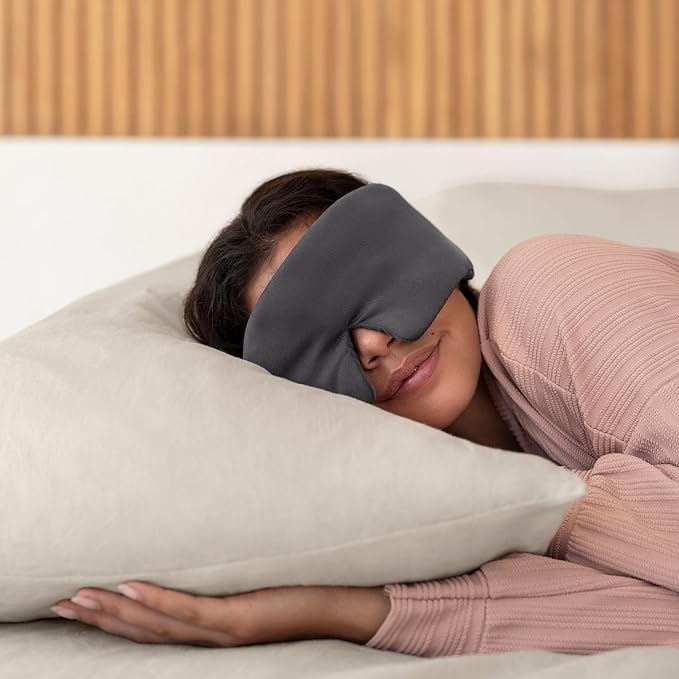 Baloo Silk Weighted Sleep Mask (Grey - 0.6 lb) | Light Blocking & Sound Muffling Eye Mask for Sleeping | Cool, Soft & Comforting - Bloomnest
