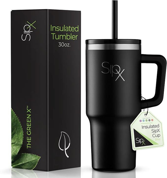 SIPX™ Insulated Tumbler With Lid And Straw, 30oz. Tumbler With Handle Keeps Cold 12 Hours, Water Bottle Thermos With Lid, BPA-Free Reusable Insulated Coffee Tumblers, Travel Mug Great For Beach Party - Bloomnest