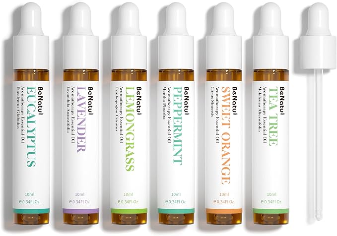 Essential Oils Set (Eucalyptus, Lavender, Lemongrass, Peppermint, Tea Tree, Orange) for Diffuser, Topical Skin, Body, Natural Home Fragrance Gift for Women & Men - Bloomnest