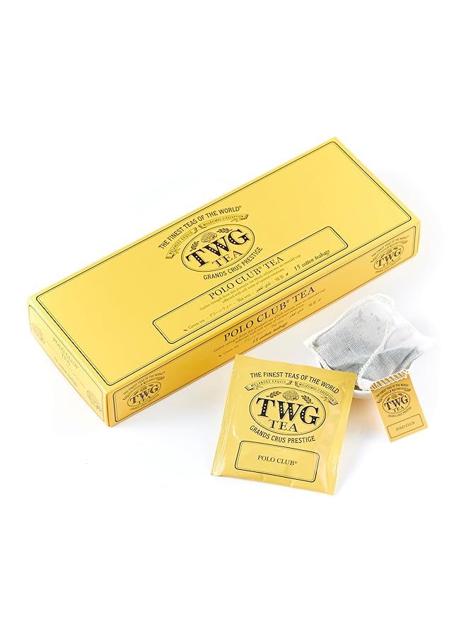 TWG Tea | Polo Club Tea | Green Tea | Caramel | 15 Hand Sewn Cotton Teabags | Gift Set - Bloomnest