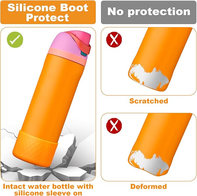 2PCS Silicone Water Bottle Boot for Owala 24oz 32oz 40oz, Anti-Slip Protective Sleeve Bottom Bumper Protector for FreeSip, Twist, and Flip Stainless Steel Water Bottles Alwenid