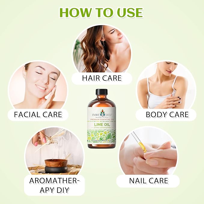 EVOKE OCCU Pure Lime Essential Oil for Diffuser, Aromatherapy, Hair and Candles Making - 4 Fl Oz - Bloomnest