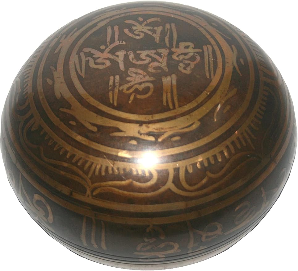 3013 SB 'G' Note Throat Chakra Antique Tibetan Auspicious Symbol Bowl Set ~ Nepal - Bloomnest