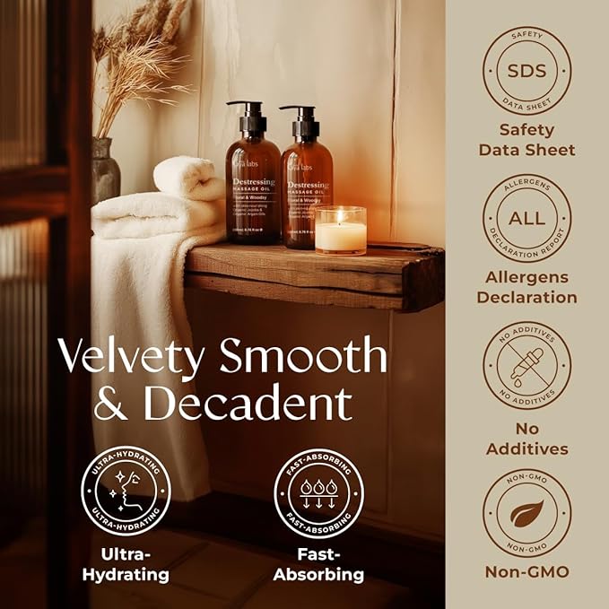 Gya Labs Destressing Massage Oil - 6.76 Fl Oz - Non-Greasy Formula for Sore Muscles, Deep Relaxation & All Skin Types - Suitable for Men & Women - Bloomnest