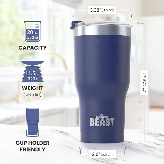 Beast 40 oz Tumbler Stainless Steel Vacuum Insulated Coffee Ice Cup Double Wall Travel Flask (Royal Blue) - Bloomnest