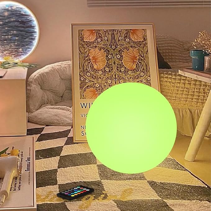 Globe Floor Lamp, 14-in Rechargeable LED Ball Light Globe Light w/Remote, Versatile Glowing Orb Mood Lamps Waterproof Outdoor Orb Lamp, Dimmable RGB Color Changing Light Up Ball for Home Garden Yard - Bloomnest