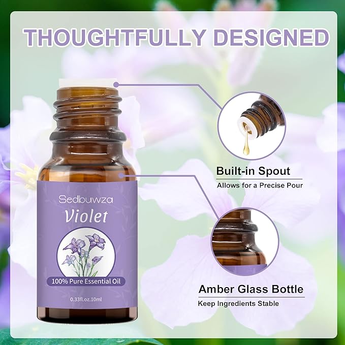 Sedbuwza Violet Essential Oil, 100% Pure Organic Violet Aromatherapy Gift Oil for Diffuser, Humidifier, Soap, Candle, Perfume Sedbuwza