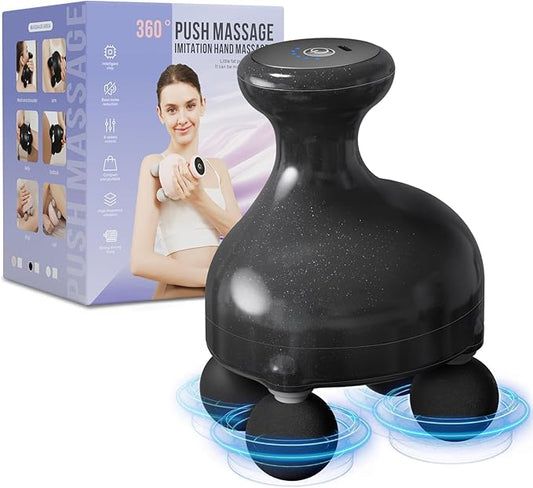 DEITY 4 Heads Handheld Massage Gun Deep Tissue, Electric Body Massager, Percussion Muscle Massager for Easing Shoulder and Back Tension, with Reverse Thrust Function, Black - Bloomnest